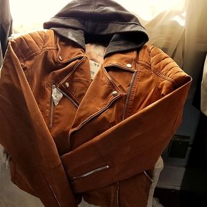 Vegan Leather moto jacket camel/Carmel  color